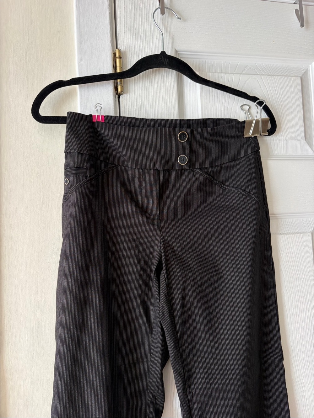 Girls Black Pinstripe Pull-On Dress Pants